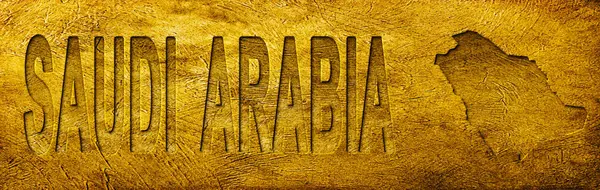 Suudi Arabistan Grunge Altın Doku Haritası ve Metni