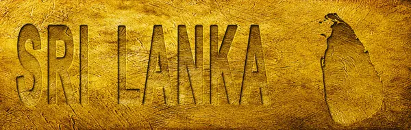 Grunge Altın Doku Üzerine Sri Lanka Haritası ve Metni