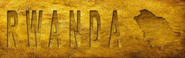 Grunge Altın Doku Üzerine Rwanda Haritası ve Metni