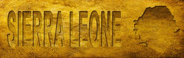 Grunge Altın Doku Üzerine Sierra Leone Haritası ve Metni