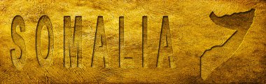 Somali Haritası ve Grunge Altın Doku Üzerine Metin
