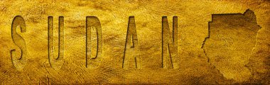 Sudan Haritası ve Grunge Altın Doku Üzerine Metin