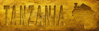 Grunge Altın Dokusu Üzerine Tanzanya Haritası ve Metni