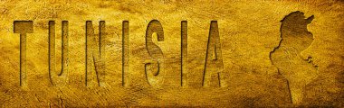 Tunus Grunge Altın Dokusu Haritası ve Metni