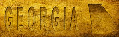 Grunge Altın Doku Üzerine Georgia Haritası ve Metni