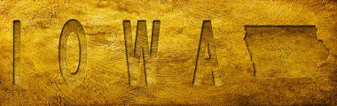 Grunge Altın Doku Üzerine Iowa Haritası ve Metni