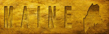 Grunge Altın Dokusu Üzerine Maine Haritası ve Metni