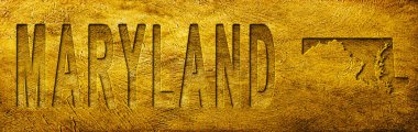 Maryland Haritası ve Grunge Altın Doku Üzerine Metin