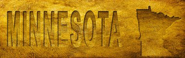 Minnesota Haritası ve Grunge Altın Doku Üzerine Metin