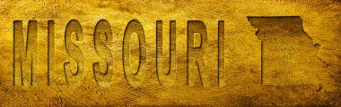 Missouri Haritası ve Grunge Altın Doku Üzerine Metin