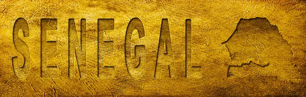 Grunge Altın Dokusu Senegal Haritası ve Metni