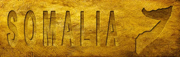 Somali Haritası ve Grunge Altın Doku Üzerine Metin