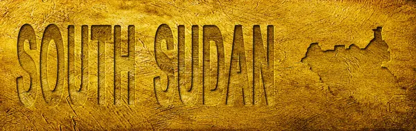 Güney Sudan Haritası ve Grunge Altın Doku Üzerine Metin