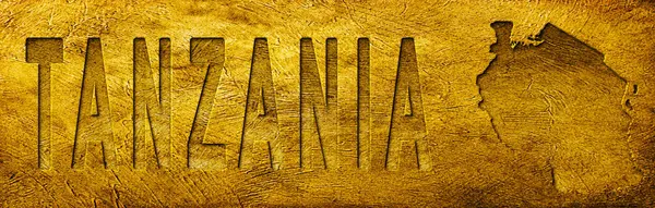 Grunge Altın Dokusu Üzerine Tanzanya Haritası ve Metni