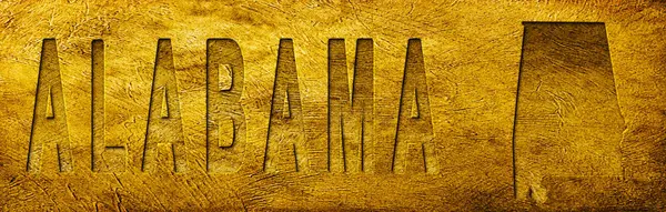 Grunge Altın Doku Üzerine Alabama Haritası ve Metni