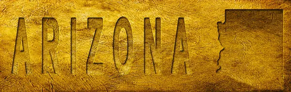 Arizona Haritası ve Grunge Altın Doku Üzerine Metin