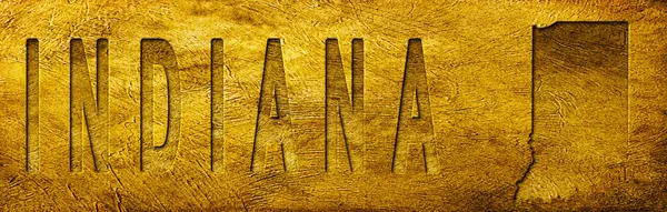 Indiana Haritası ve Grunge Altın Doku Üzerine Metin