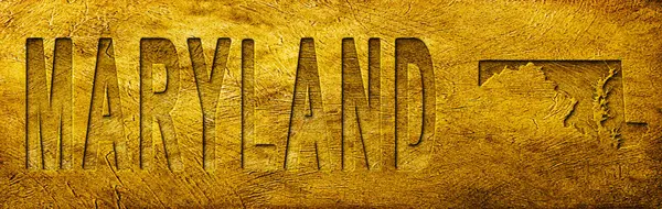 Maryland Haritası ve Grunge Altın Doku Üzerine Metin