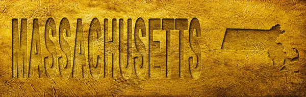 Massachusetts Haritası ve Grunge Altın Doku Üzerine Metin