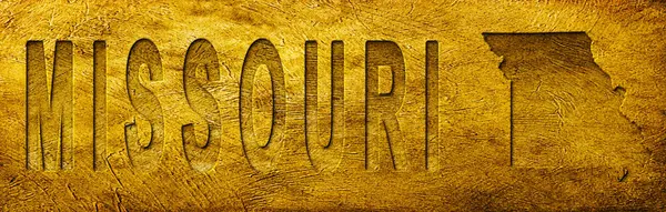 Missouri Haritası ve Grunge Altın Doku Üzerine Metin
