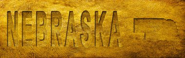 Grunge Altın Doku Üzerine Nebraska Haritası ve Metni