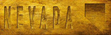 Nevada Haritası ve Grunge Altın Doku Üzerine Metin