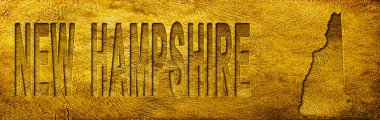 Grunge Gold Doku Üzerine New Hampshire Haritası ve Metni