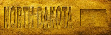 Kuzey Dakota Haritası ve Grunge Altın Doku Üzerine Metin
