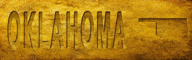Oklahoma Haritası ve Grunge Altın Doku Üzerine Metin