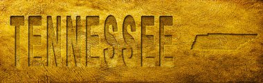 Grunge Altın Doku Üzerine Tennessee Haritası ve Metni
