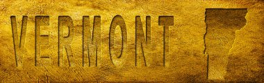 Grunge Altın Doku Üzerine Vermont Haritası ve Metni