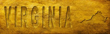 Virginia Haritası ve Grunge Altın Doku Üzerine Metin