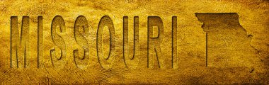 Missouri Haritası ve Grunge Altın Doku Üzerine Metin