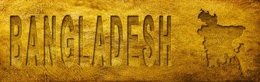 Bangladeş Haritası ve Grunge Altın Doku Üzerine Metin