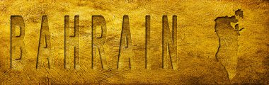 Grunge Altın Doku Üzerine Bahreyn Haritası ve Metni