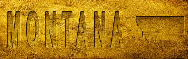 Montana Haritası ve Grunge Altın Doku Üzerine Metin