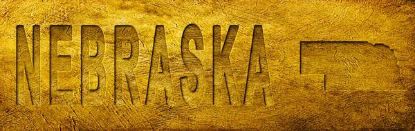 Grunge Altın Doku Üzerine Nebraska Haritası ve Metni