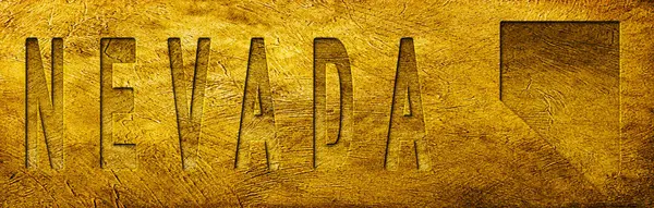 Nevada Haritası ve Grunge Altın Doku Üzerine Metin