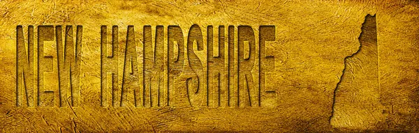 Grunge Gold Doku Üzerine New Hampshire Haritası ve Metni