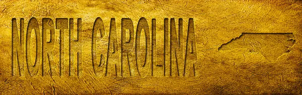 Kuzey Carolina Haritası ve Grunge Altın Doku Üzerine Metin