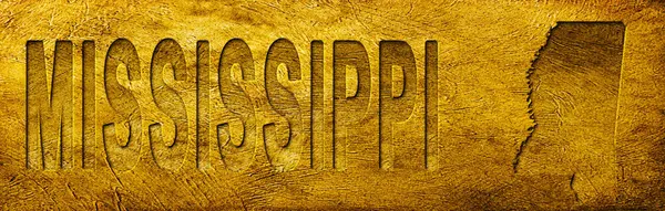 Mississippi Haritası ve Grunge Altın Doku Üzerine Metin