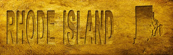 Rhode Island Haritası ve Grunge Altın Doku Üzerine Metin