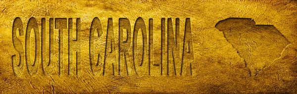 Güney Carolina Haritası ve Grunge Altın Doku Üzerine Metin