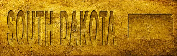 Güney Dakota Haritası ve Grunge Altın Doku Üzerine Metin