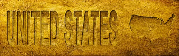 Grunge Altın Doku Üzerine Birleşik Devletler Haritası ve Metni