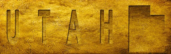 Utah Haritası ve Grunge Altın Doku Üzerine Metin