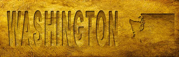 Grunge Altın Doku Üzerine Washington Haritası ve Metni