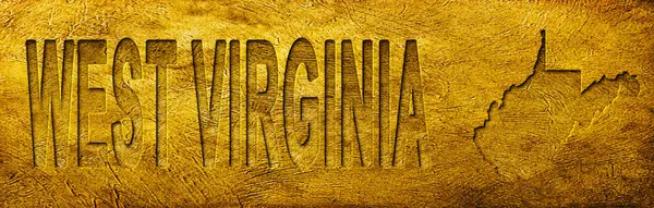 Batı Virginia Haritası ve Grunge Altın Doku Üzerine Metin