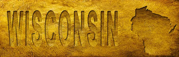 Wisconsin Haritası ve Grunge Altın Doku Üzerine Metin
