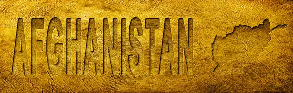 Afganistan Grunge Altın Doku Haritası ve Metni